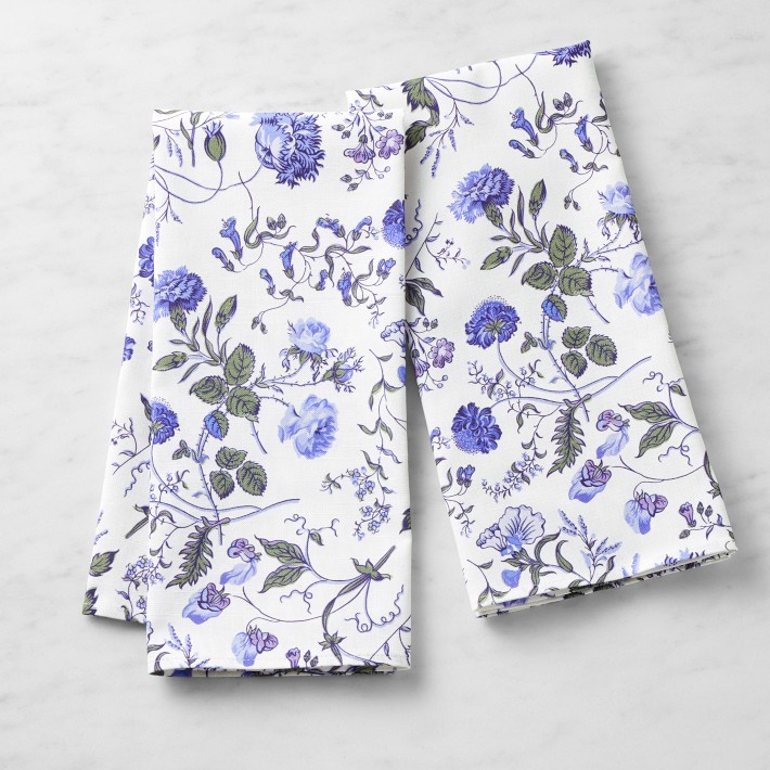 White Floral Towels, Set of 2