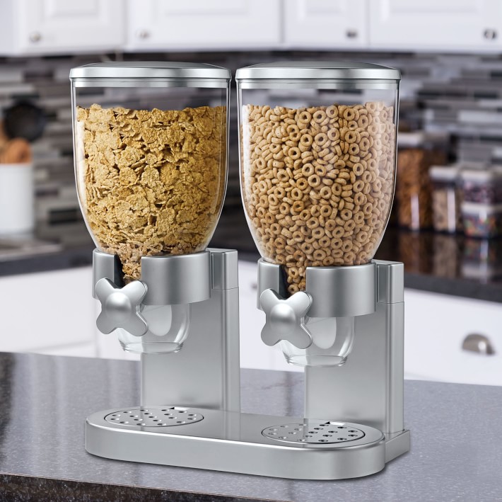 Honey-Can-Do Black Triple Canister Commercial Cereal Dispenser