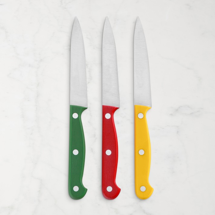 Choice 3 1/4 Smooth Edge Paring Knife with Colored Handle - 7/Pack
