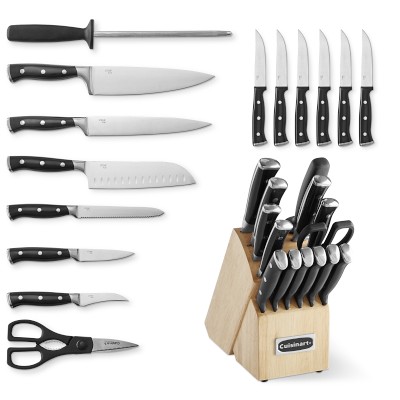 Williams Sonoma Cuisinart German Stainless Steel Hollow Handle Knife Block,  Set of 15