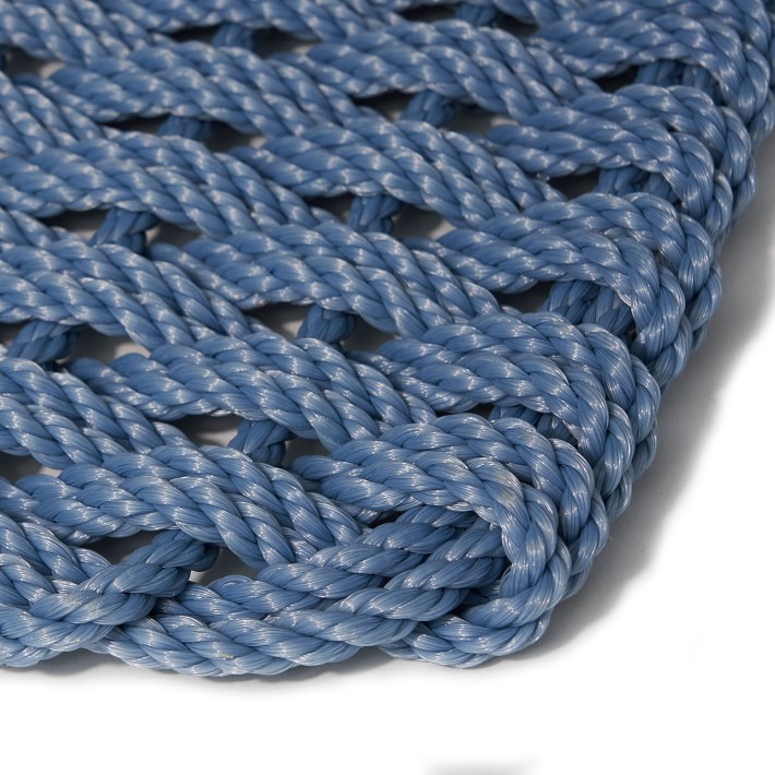 The Rope Co. Braided Rope Doormat - 26 x 50, Fog Grey & Navy