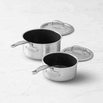 Reserve Black Healthy Ceramic 1.5-Quart and 3-Quart Nonstick Saucepan Set with Lids , Black