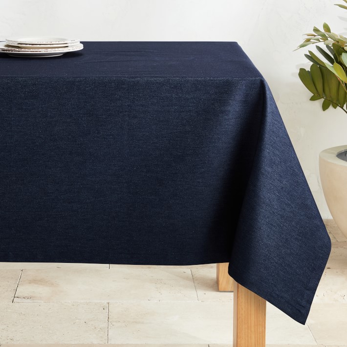 Denim Oilcloth Outdoor Tablecloth | Williams Sonoma