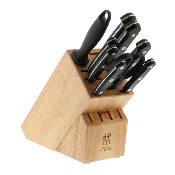 Set of SMART BLACK block knives + SMART Mini sharpener + NATUR oak
