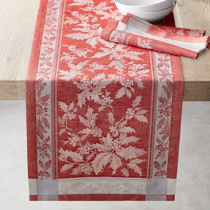 Holly Jacquard Table Runner & Napkins, Set of 4 Williams Sonoma CA