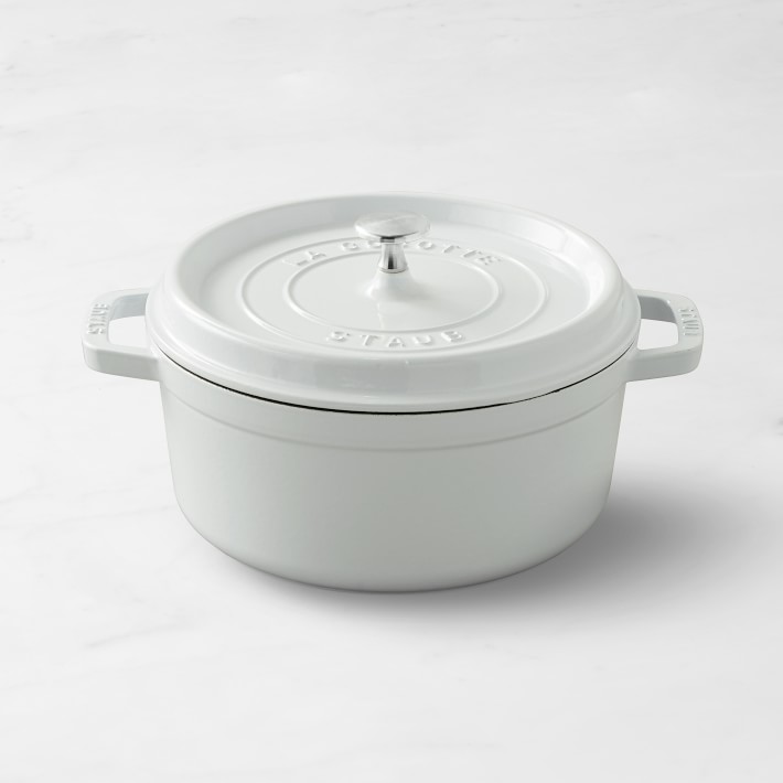 Staub Enameled Cast Iron Round Dutch Oven, 5 1/2-Qt., White