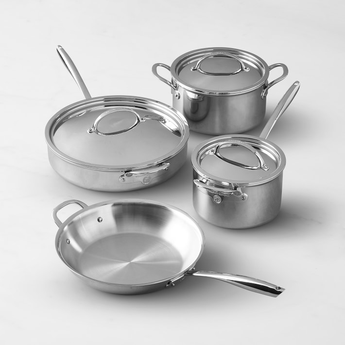 Cook N Home 7-Piece Tri-Ply Clad Stainless Steel Cookware Set, Silver