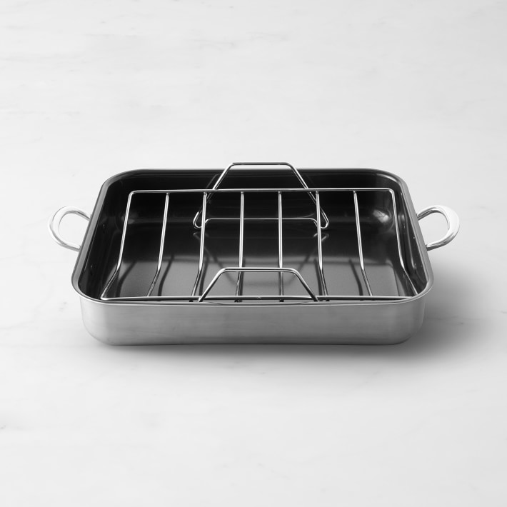 GE Appliances Broiler Pan with Rack for Oven, Non-Stick Pan, 2 Piece Black  Porcelain Coated Carbon Steel Roasting Pan, Durable and Dishwasher Safe