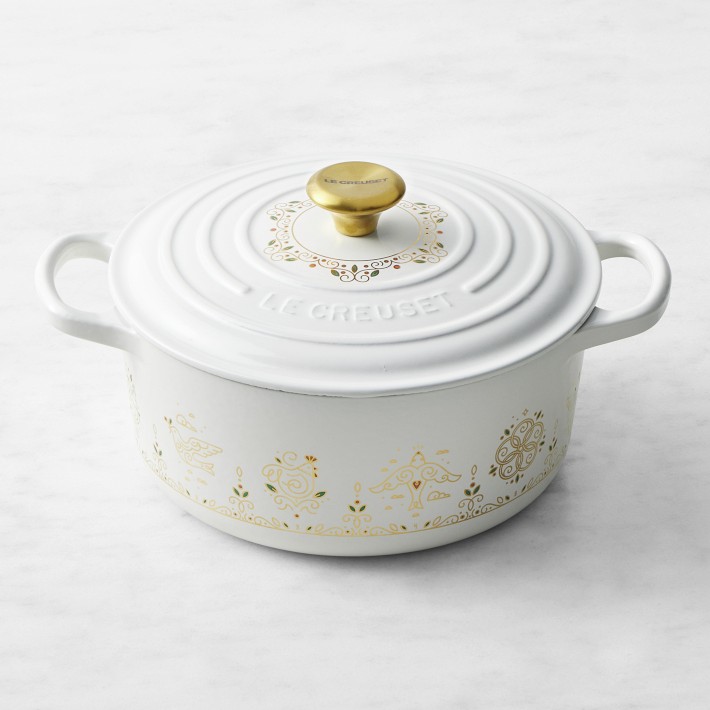 Le Creuset Noël Collection Enameled Cast Iron 12 Days of Christmas Round  Dutch Oven, 3.5 qt., White