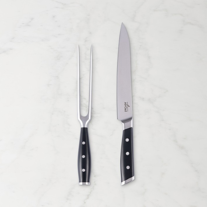 PAMPERED CHEF SELF-SHARPENING 8 & 5 LONG KITCHEN KNIVES VINTAGE SET OF 2