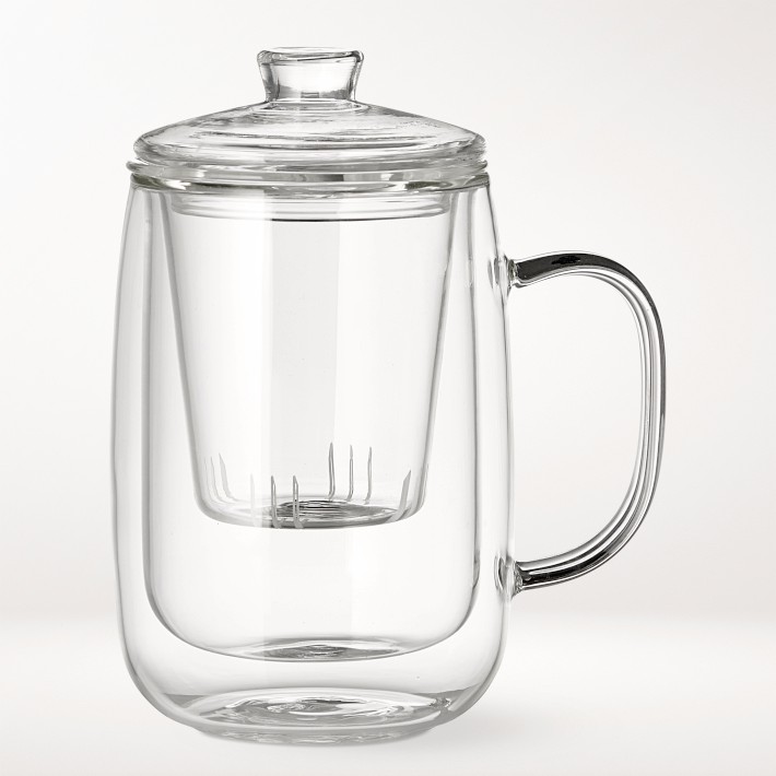 Double-Wall Glass Mug with Tea Strainer