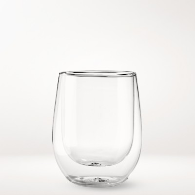 Stemless White Wine Double Wall Glass Sorrento 10OZ Set of 2 - New