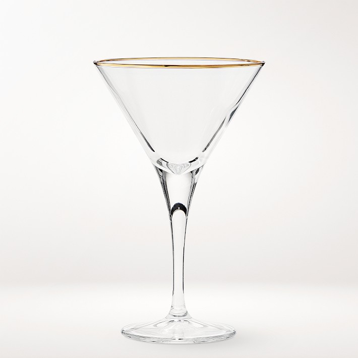 Gold Rim Triangular Martini Glasses, Set of 4
