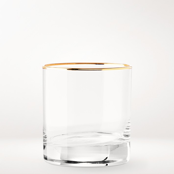 Clear Glass Tumbler with Gold Trim, Set of 4