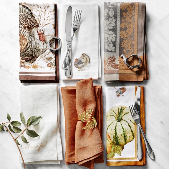 Autumn Plymouth Turkey Cloth Napkins Set of 4 Williams Sonoma