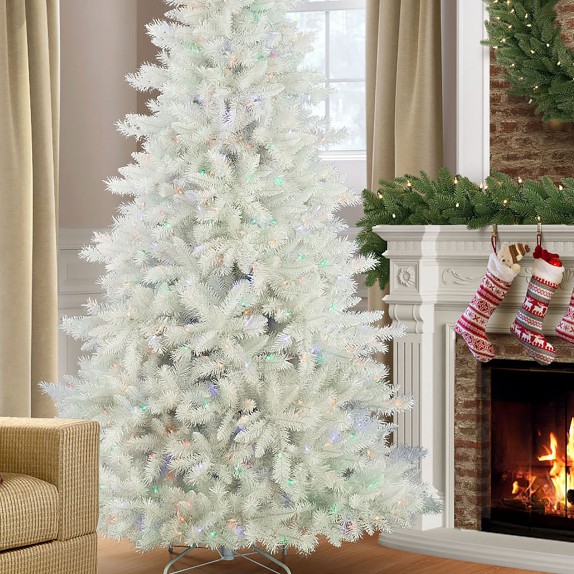 Balsam Hill Artificial Alpine White Pre-lit Christmas Tree, 6.5'-9 ...