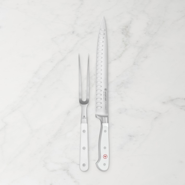 WÜSTHOF Classic White 2-Piece Carving Set | Hollow Edge