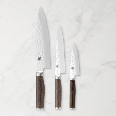 Gold and Silver Knife Set with Self-Sharpening Block