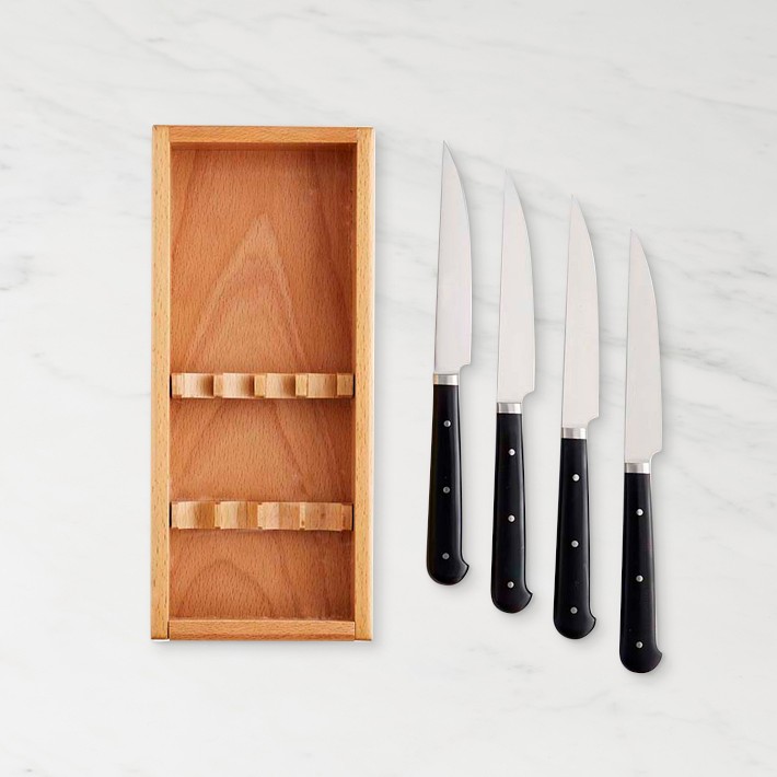 Porterhouse 5 Pc Steak Knife Set - Pointed - w/Hardwood Counter Block