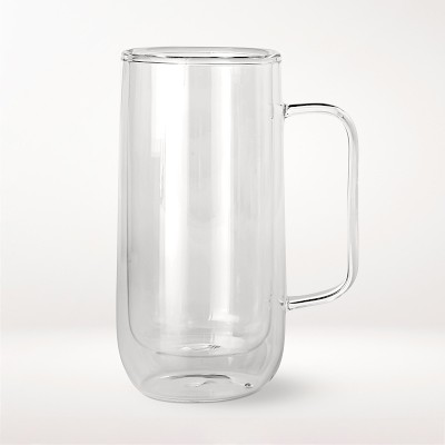 Double Wall Glass Coffee Mugs 11 Oz Clear Set of 4 Dishwasher