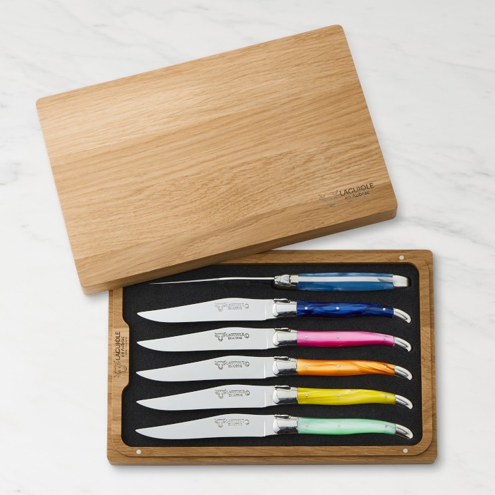 Laguiole Rainbow Platine Knives in Presentation Box (Set of 6