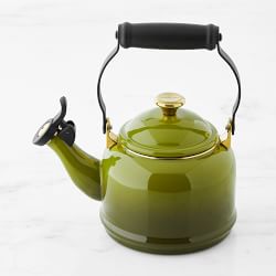 Metal light green electric kettle on wooden surface Stock Photo by  ©Jim_Filim 427502922