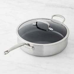 Vigor SS1 Series 7 Qt. Stainless Steel Aluminum-Clad Saute Pan