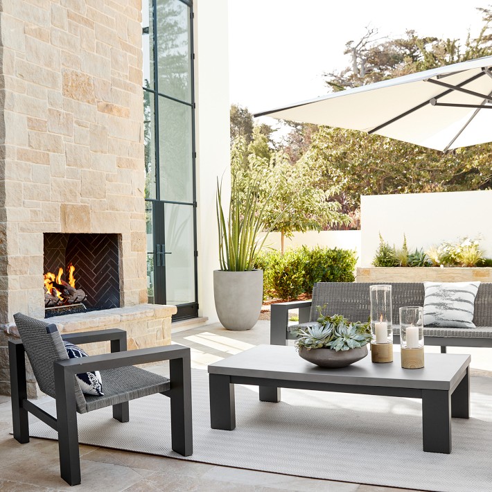 Larnaca Outdoor Slate Grey Metal Fiberstone Coffee Table Williams Sonoma