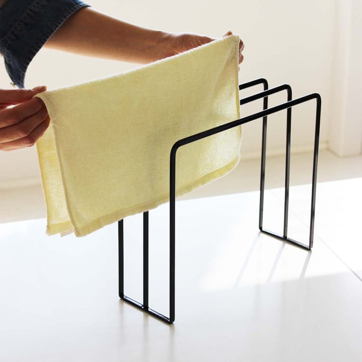 Dual-Bar Kitchen Countertop Dishcloth Drying Rack with 2 Sponge Hooks