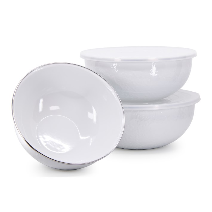 Golden Rabbit Enamel Nested Bowls with Lids (Set of 3), 2 Sizes, 6