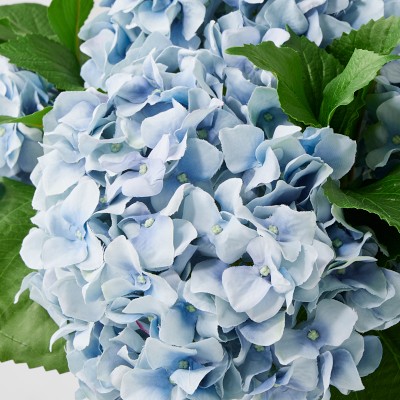 Faux Blue Hydrangea Arrangement in Glass Vase | Williams Sonoma