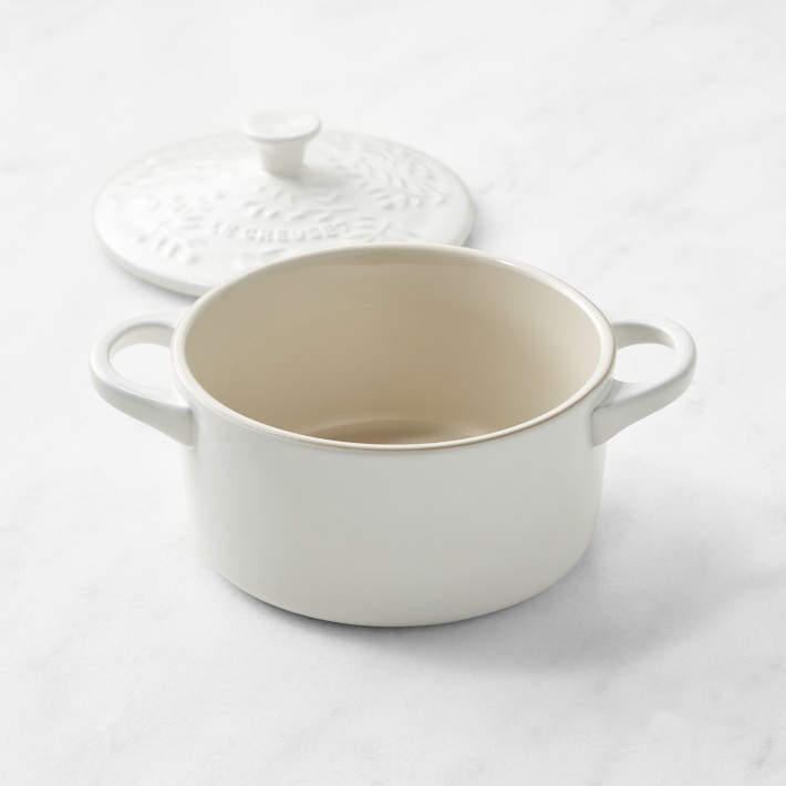 Le Creuset Stoneware 24 oz Round Cocotte with Embossed Olive Branch, Marseille