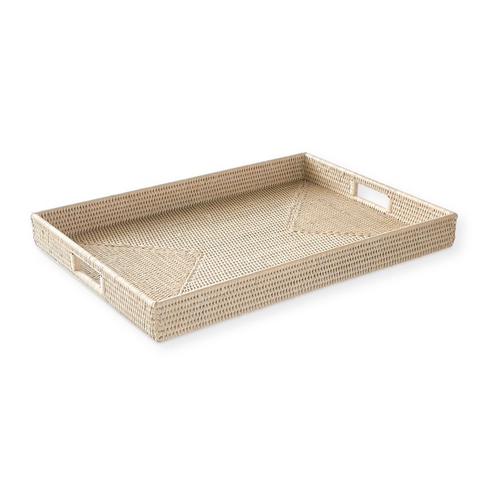 Whitewashed Wood Large Stove Top Cover and Countertop Tray, Noodle