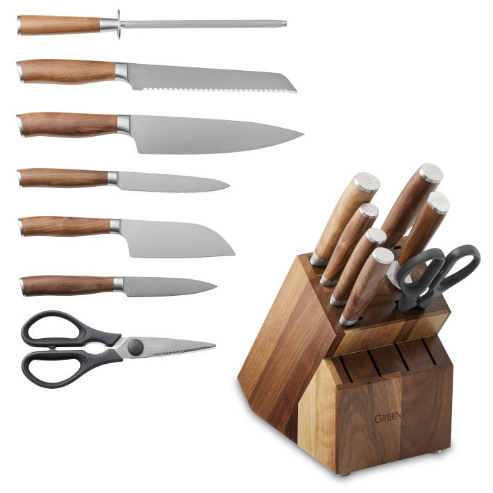 Premiere Titanium Cutlery 8-Piece Knife Block Set with Walnut