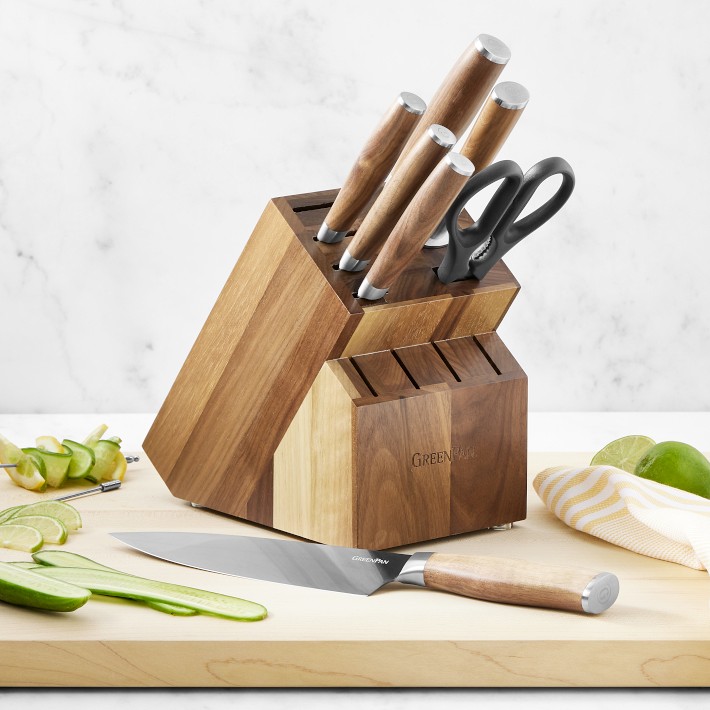 Automatic Cutting Board and Knife Set with Stand, Knife Block Holder, 6  Knife Smart Cleaning Cutting Board with 2 Color Chopping Boards, Smart