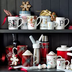 ￼ Williams-Sonoma Christmas Holiday Hot Drinks 10 oz. Mugs ~ Set of 6