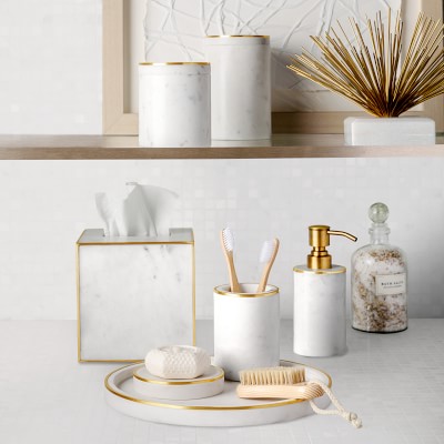Nordic Golden Marble Toothbrush Holder Bathroom Decoration