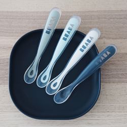 Silicone 3-pc Baby Utensils First Stage Spoon and Fork Set