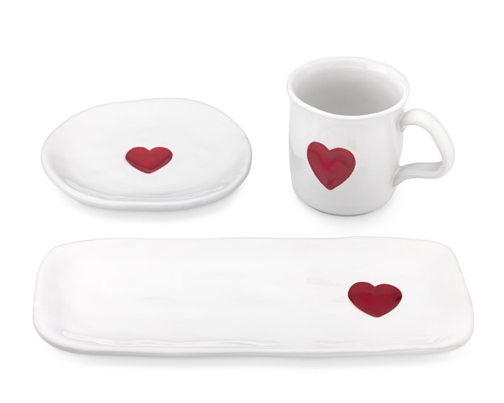 Valentine's Day Wooden Heart Serving Platter White - Threshold
