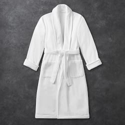 Ladies Classic Luxury Embroidered Fleece Robe - Ivory