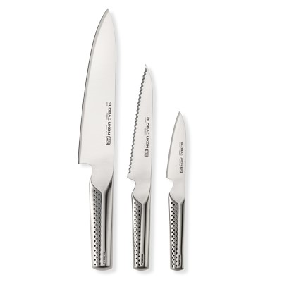 Global 3 Piece Starter Knife Set - 8" Chef, 5" Utility, 3.5" Paring Knives