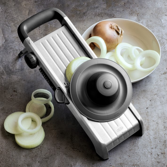  Adjustable Mandoline Slicer by Chef's INSPIRATIONS. Best For  Slicing Food, Fruit and Vegetables. Professional Grade Julienne Slicer.  With Cut Proof Gloves and Cleaning Brush. Stainless Steel : Home & Kitchen