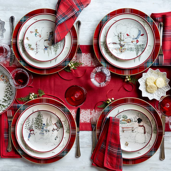 Snowman Dinner Plate Set - Set of 4
