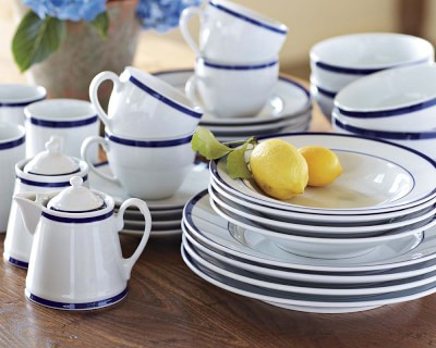 Brasserie Blue-Banded Porcelain Salad Plates