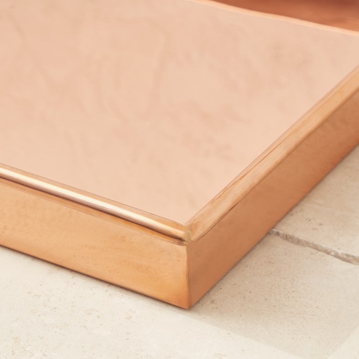 Hole Punched Copper Finish Rolling Boot Tray - Copper