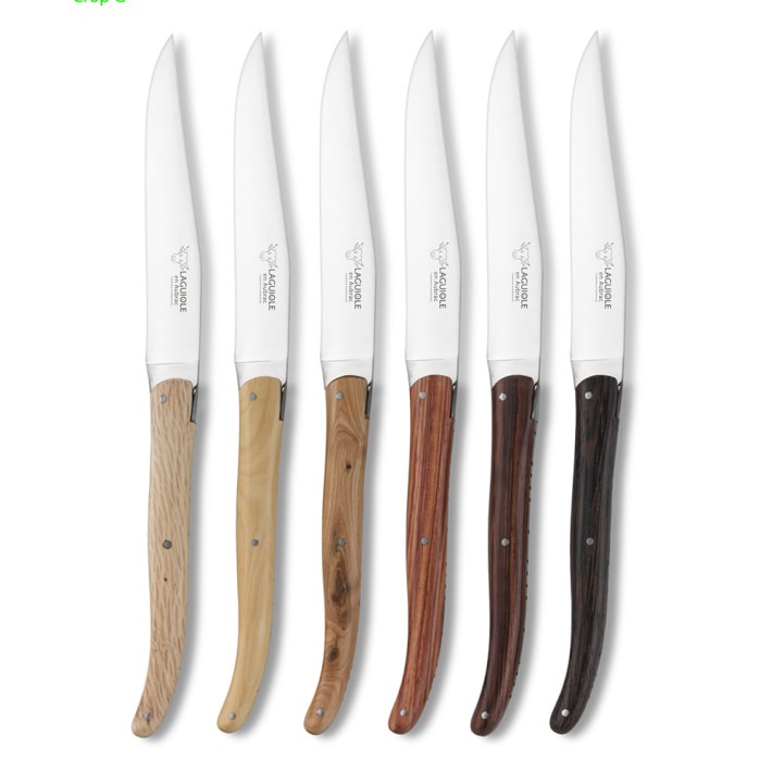 Laguiole en Aubrac 6Piece Mixed Wood Steak Knives Acacia Block Williams Sonoma