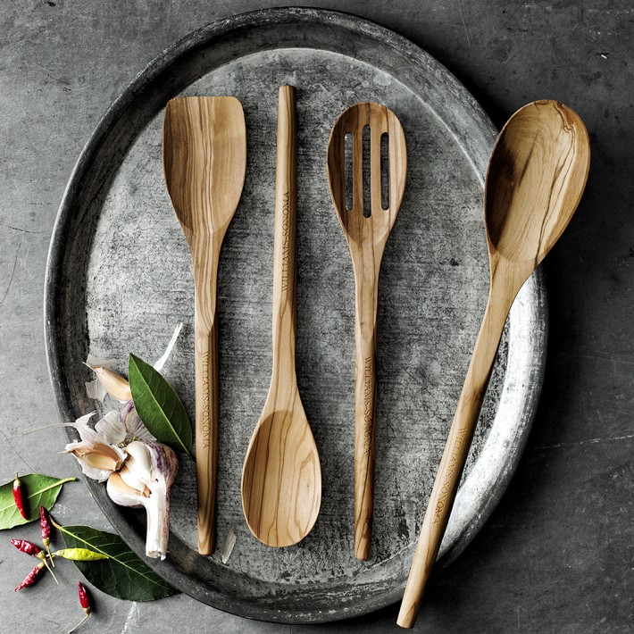 Williams Sonoma Olivewood Serving Spoons Set of 4 Williams Sonoma