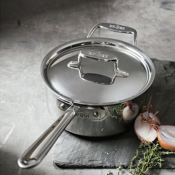 All-Clad D5 Brushed Stainless-Steel 4 qt and 2 qt Sauce Pan Set with Lid