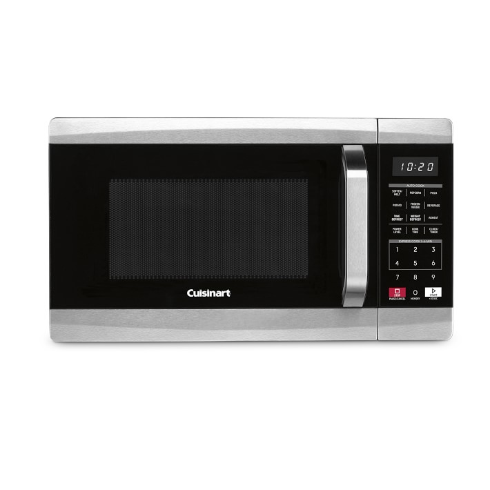 Total Chef Compact Countertop Microwave Oven, 700W, 0.7 Cubic Feet Capacity, Digital Touchscreen Controls, One-Touch Push-Button Opening, 6 Pre-Set