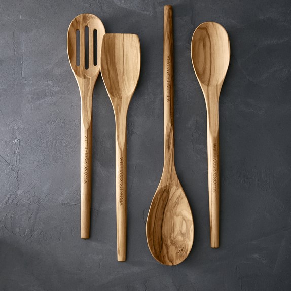 Williams Sonoma Olivewood Serving Spoons Set of 4 Williams Sonoma